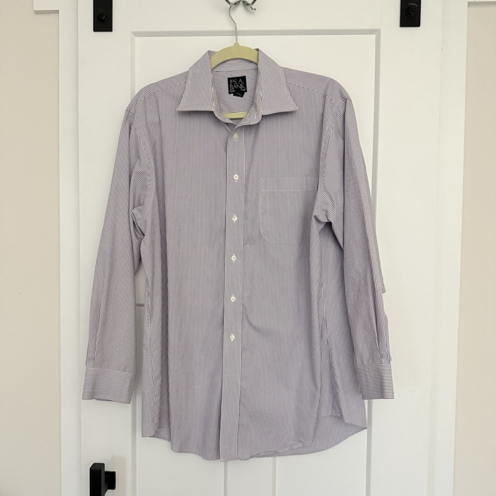 JOS.A BANK Men's 16 1/2-33 Non-Iron Tailored Fit Striped Dress‎ Shirt